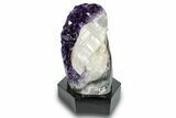 Sparkly Amethyst & Calcite Cluster With Wood Base - Uruguay #275611-1